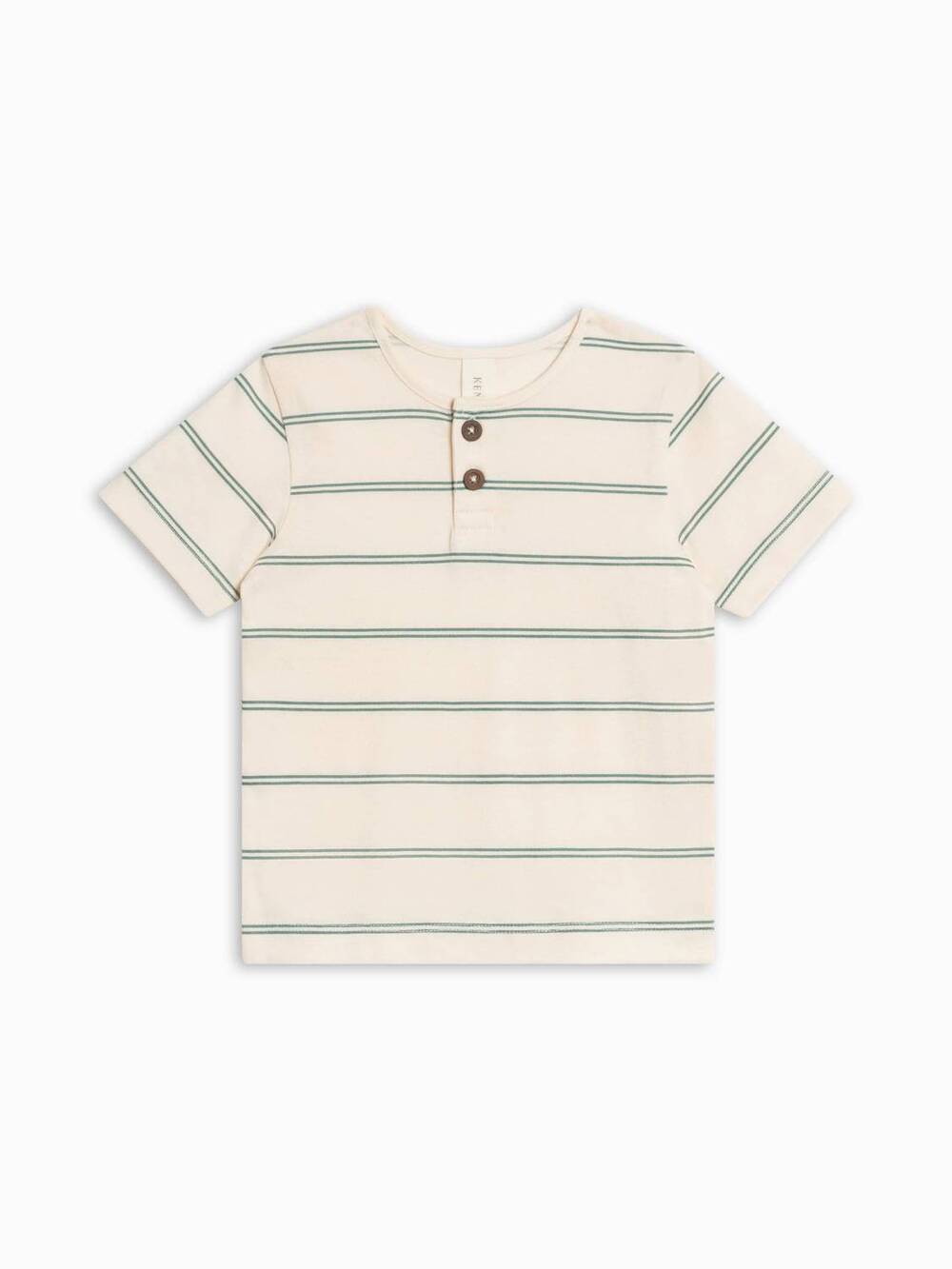 NEW COLORED ORGANICS kid's reef short sleeve henley top in inbee stripe / laguna